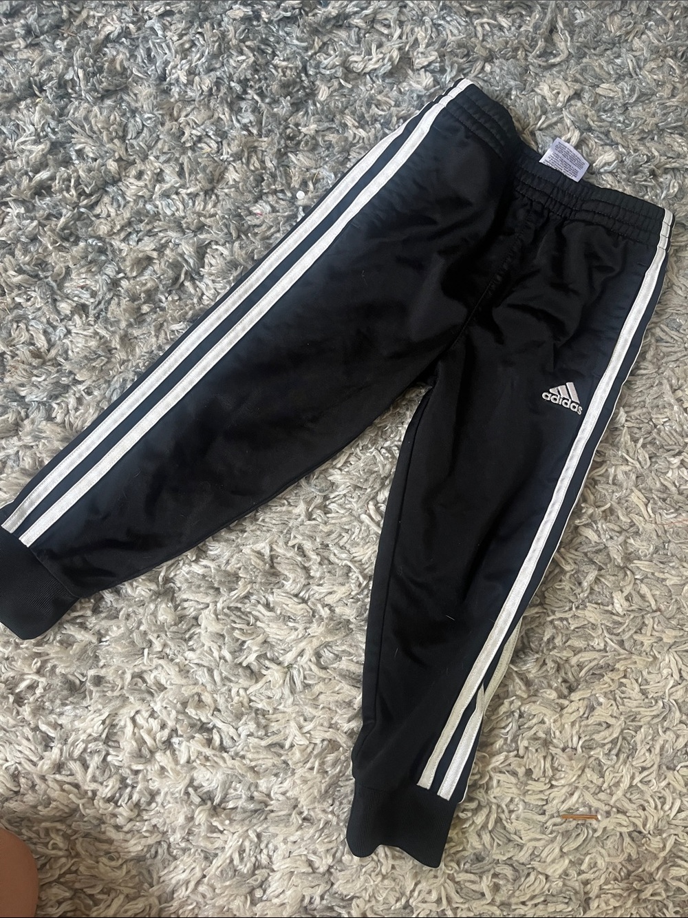 adidas Black Jogger Pants with White Side Stripes - Kids